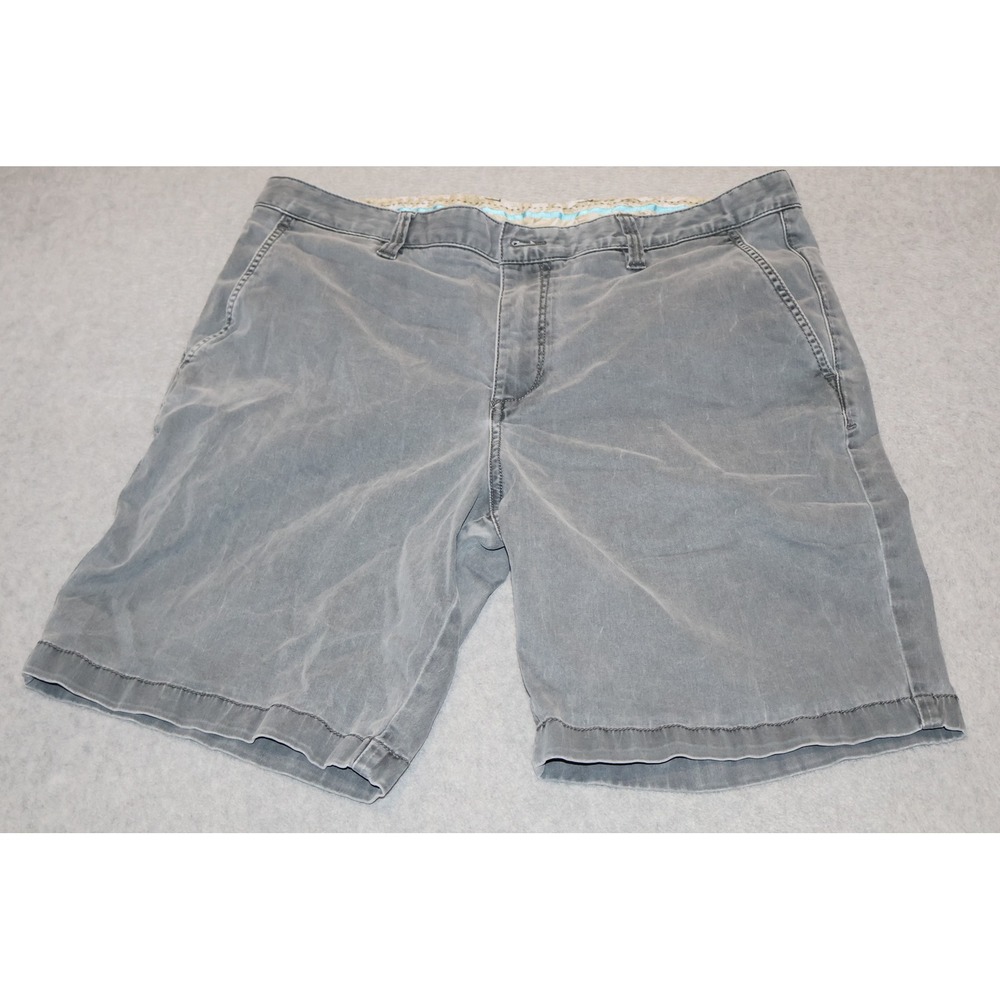 Tommy Bahama Shorts Mens 36 Gray Boracay Chino Stretch Flat Tencel Lyocell
